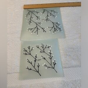 “GANZ” frosted glass Christmas themed trays